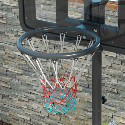 SPORTNOW Height Adjustable Basketball Stand Net Set System, Freestanding Basketball Hoop and Stand w/ Wheels, 200-305cm - Black 