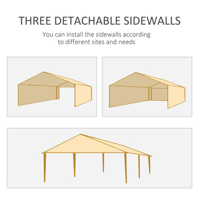 Outsunny 6x3 m Party Tent Gazebo Marquee Outdoor Patio Canopy Shelter with Windows and Side Panels, Green 