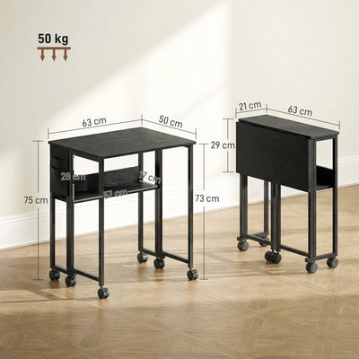 HOMCOM 63 cm Drop Leaf Writing Work Desk - Black 