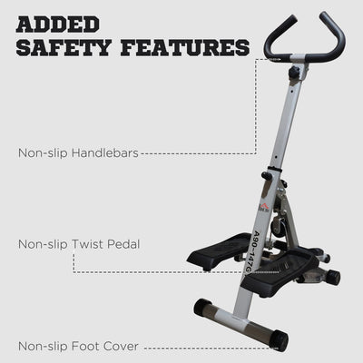 HOMCOM Stepper w/ Handle Hand Grip Workout Fitness Machine For Fitness Aerobic Exercise Home Gym Grey 