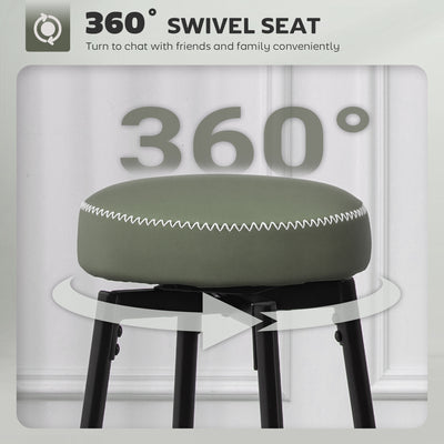 HOMCOM Set of Two Faux Leather Bar Stools - Green/Black 