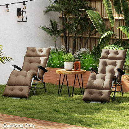 Outsunny Set of Two 190 x 56cm Sun Lounger Cushions - Khaki 