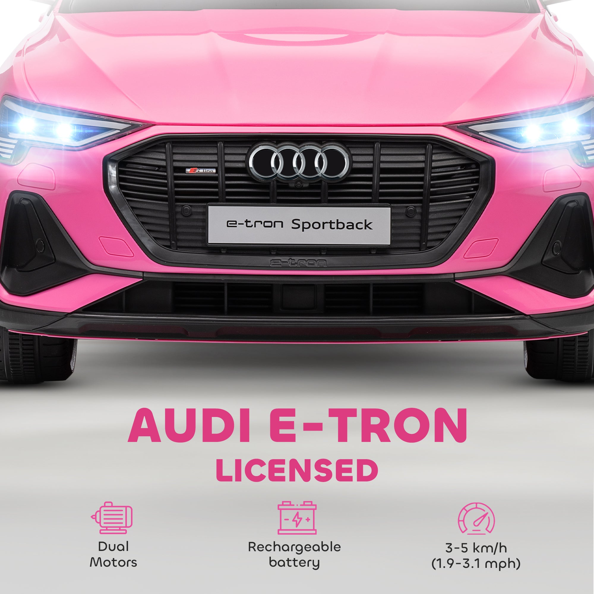 HOMCOM 12V Kids Electric Ride on, Electric Car for Kids with Parental Remote, Music, Lights, Suspension Wheels, Pink