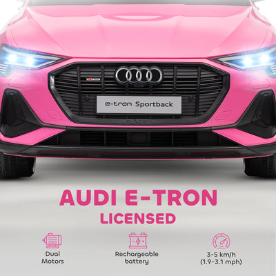 HOMCOM 12V Kids Electric Ride on, Electric Car for Kids with Parental Remote, Music, Lights, Suspension Wheels, Pink 