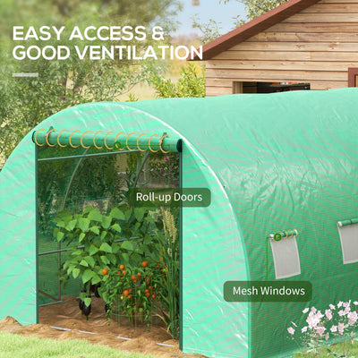 Outsunny Sprinkler System Polytunnel Greenhouse, 4 x 3(m), Green 