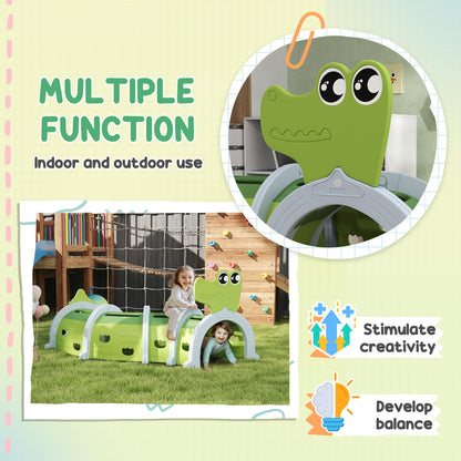 AIYAPLAY Crocodile Design Kids Play Tunnel for Ages 3-6 Crawl and Climb 
