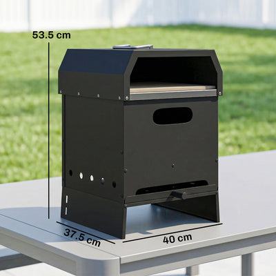 Outsunny 3 in 1 Outdoor Pizza Oven, Portable Wood Fired Pizza Maker with Handles, Stone and Peel 
