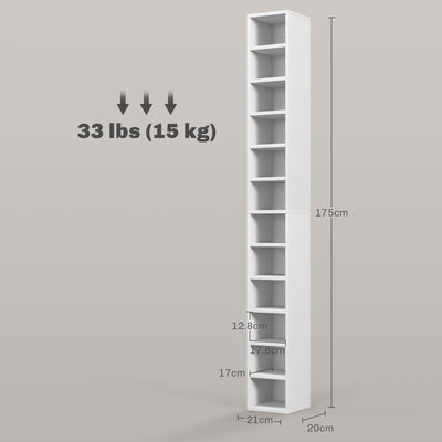 HOMCOM 204 CD Tall Narrow Media Storage Tower - White 