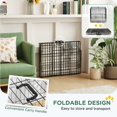 PawHut Foldable Dog Crate with Two Doors with Tray, Soft Cushion, for Extra Small Dogs, 60 x 40 x 50, Black 