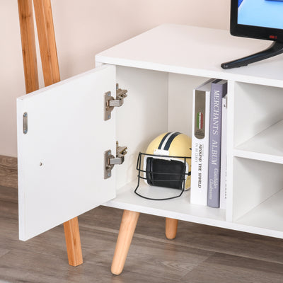 HOMCOM TV Stand for TVs up to 50", TV Console Cabinet with Open Storage Shelf and Drawers for Living Room, Entertainment Room and Bedroom, White 