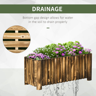 Outsunny 100L Raised Flower Bed Wooden Rectangular Planter Container Box Flower Pot Herb Pot 100L x 38.5W x 40H (cm) 