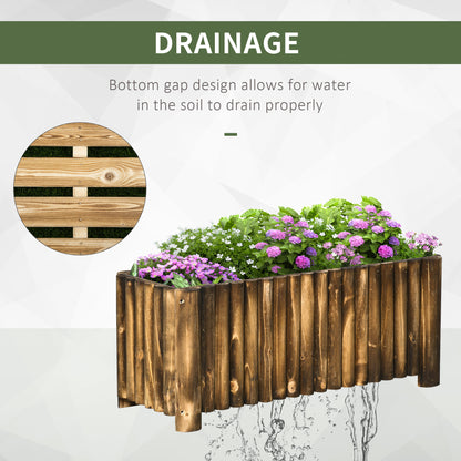 Outsunny 100L Raised Flower Bed Wooden Rectangular Planter Container Box Flower Pot Herb Pot 100L x 38.5W x 40H (cm) 