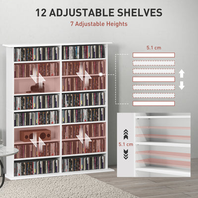 HOMCOM 16-Compartment Media Shelf- White 