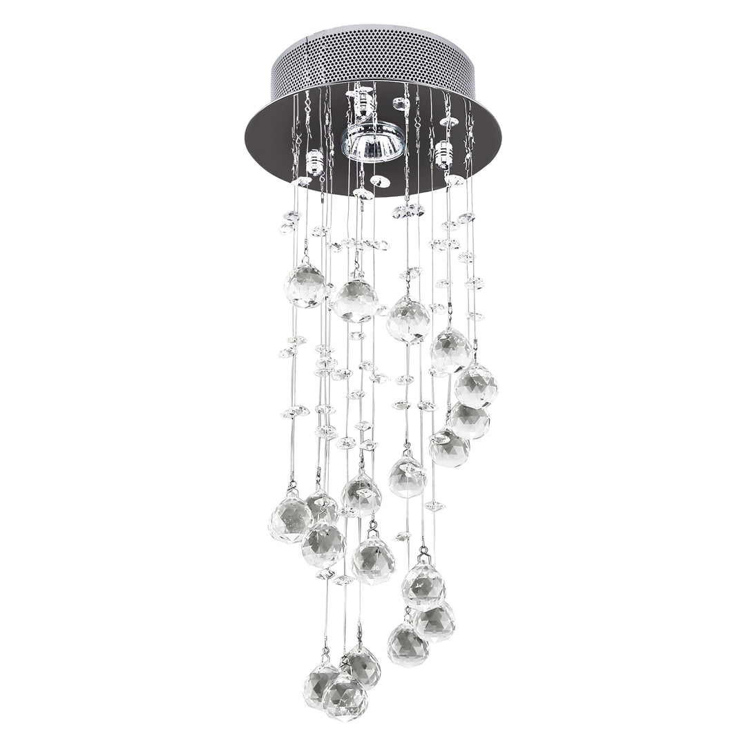 HOMCOM Metal Crystal Ceiling Light Chandelier Elegant Pendant Lamp Living Room Stairway Stairway Spiral Rain Drop Pendant Lamp Silver 