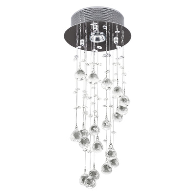 HOMCOM Metal Crystal Ceiling Light Chandelier Elegant Pendant Lamp Living Room Stairway Stairway Spiral Rain Drop Pendant Lamp Silver 