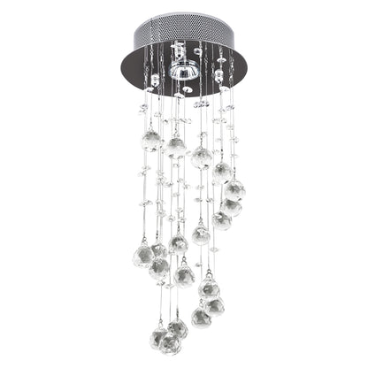 HOMCOM Metal Crystal Ceiling Light Chandelier Elegant Pendant Lamp Living Room Stairway Stairway Spiral Rain Drop Pendant Lamp Silver 