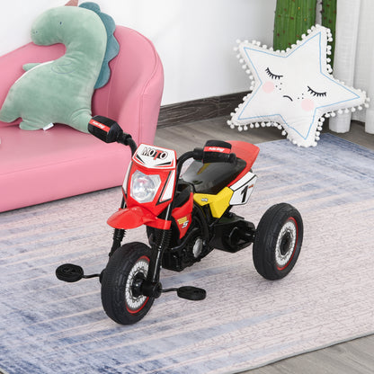 HOMCOM Toddler Pedal Motorcycle Kids Ride On Tricycle Early Learning w/ Music Lights Handlebar Stickers Exercise Boys Girls Gift for Kids 18 - 36 Months Red 