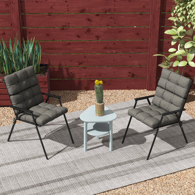 Outsunny 2-Piece Seat Cushion Replacement with Backrest, Garden Patio Chair Cushions Set with Ties, Charcoal Grey 