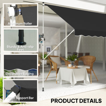 Outsunny 3x1.5m  Adjustable Outdoor Aluminium Frame Awning Black 