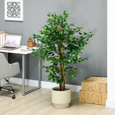 HOMCOM Artificial Ficus Tree, with Weighted Plant Pot - Green 