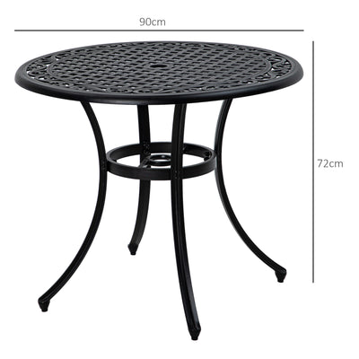 Outsunny \'ce\'a690cm Four-Seated Round Aluminium Garden Table, with Parasol Hole 