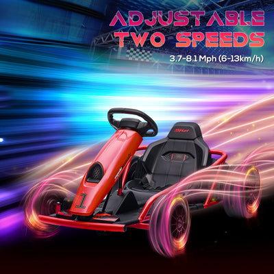 HOMCOM 24V Electric Go Kart for Kids, Drift Ride-On Racing Go Kart with 2 Speeds, for Boys Girls Aged 8-12 Years Old, Red 