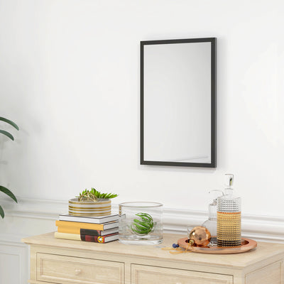 HOMCOM Wall Bathroom Mirror, 60 x 40 cm Wall-Mounted Mirror for Living Room, Bedroom, Hallway, Black 