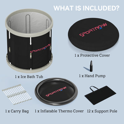 SPORTNOW Ice Bath Tub Outdoor, 210L Portable Cold Water Therapy Tub, Recovery Cold Plunge Pool with Lid, Cover and Carry Bag for Athletes, Black 