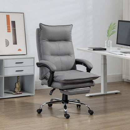 Vinsetto Massage Office Chair with Footrest, Desk Chair with 6 Point Massage and Heat, 155\'c2\'b0 Reclining Back for Home, Thick Padding, Grey