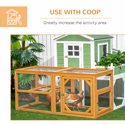 PawHut Wooden Chicken Coop with Perches, Doors, Combinable Design, for 2-4 Chickens - Natural Wood Colour 
