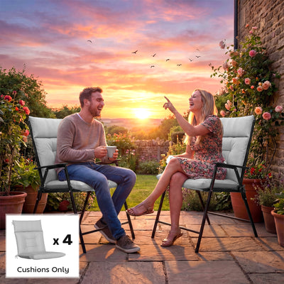 Outsunny Patio Chair Cushions Set of 4, Waterproof Non-Slip Lounge Chair Cushions, 112x53cm, Light Grey 