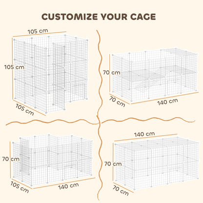 PawHut DIY 36 Panel Pet Playpen Metal Wire Fence for Chinchilla, Hedgehog, Bunny, Indoor, Outdoor Use, White