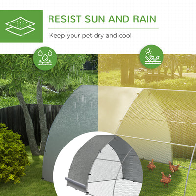 PawHut Galvanised Outdoor Chicken Coop, with Cover, for 8-12 Chickens, Hens, Ducks, Rabbits, 3 x 3.8 x 2.2m - Silver Tone 