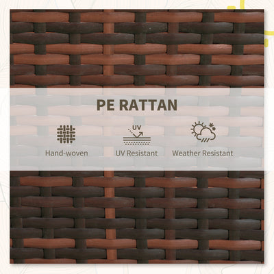 Outsunny 3 Pieces Rattan Bistro Set Balcony Furniture with Cushions, Storage Function - Mixed-Brown 