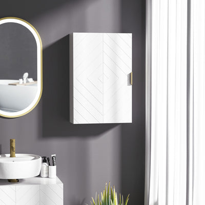 kleankin Bathroom Wall Cabinet, Over Toilet Storage Cupboard with Adjustable Shelves for Hallway, Living Room, White 
