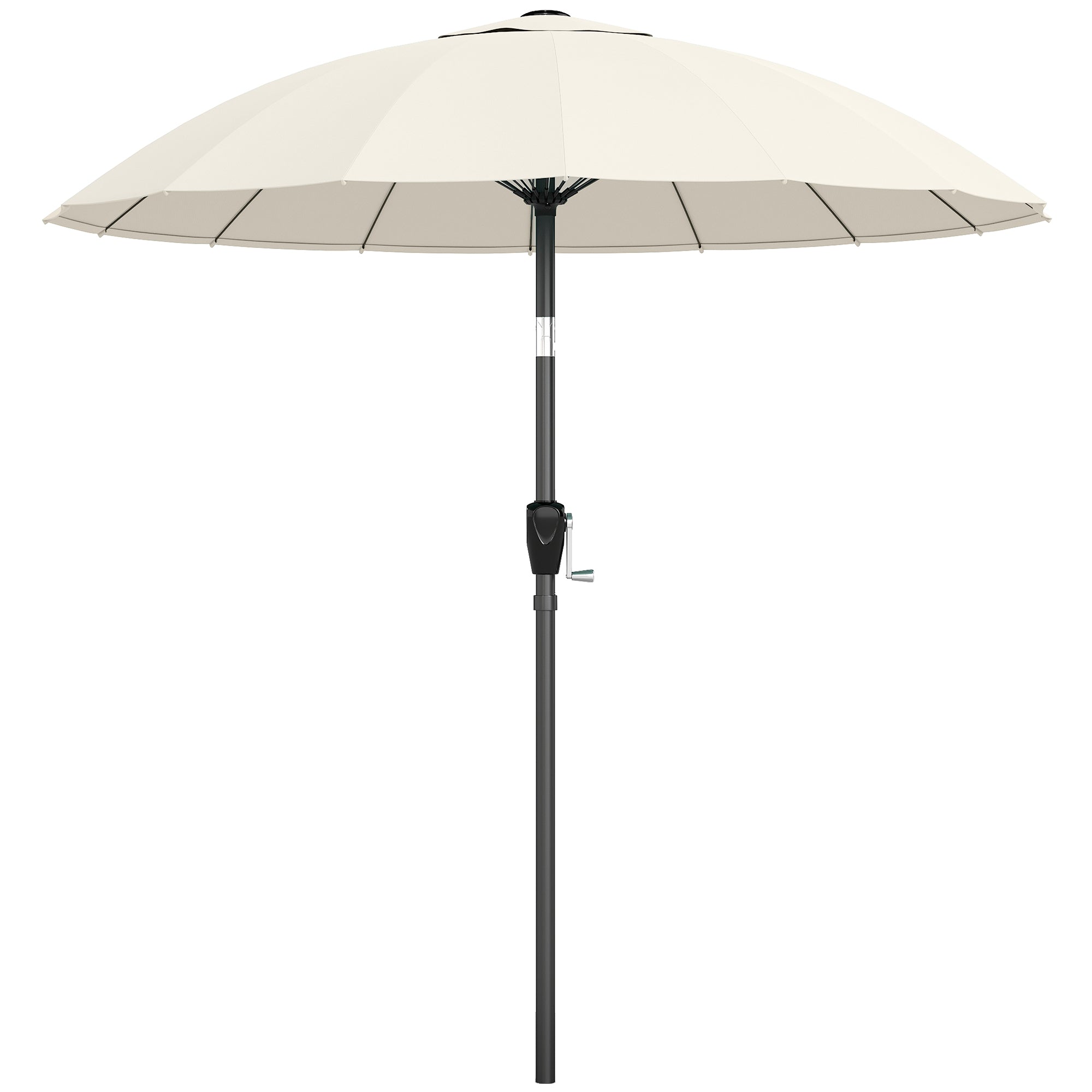 Outsunny 2 m Shanghai Garden Parasol Umbrella with 16 Fibreglass Ribs, Outdoor Parasol Sun Shade with Crank & Tilt, Cream White 