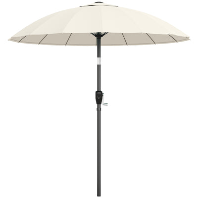 Outsunny 2 m Shanghai Garden Parasol Umbrella with 16 Fibreglass Ribs, Outdoor Parasol Sun Shade with Crank & Tilt, Cream White 