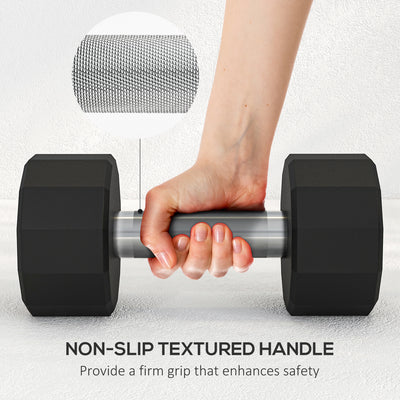 SPORTNOW 2 x 12kg Dumbbells Weights Set with 12-Sided Shape and Non-Slip Grip for Men Women Home Gym Workout 