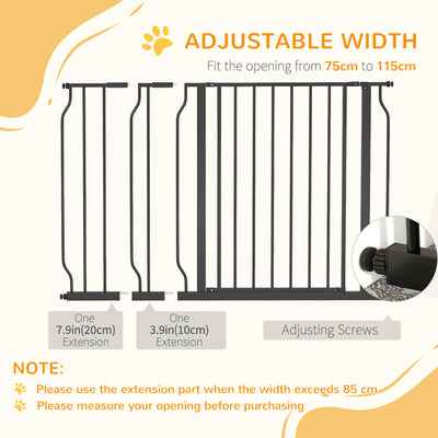 PawHut Wide Dog Safety Gate, with Door Pressure, for Doorways, Hallways, Staircases - Black 