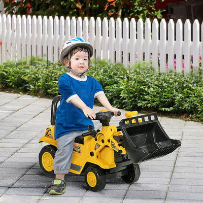 HOMCOM NO POWER 3 in 1 Ride On Toy Bulldozer Toddler Digger Excavator Scooter Storage Cart Toilet Pretend Play Construction Truck 