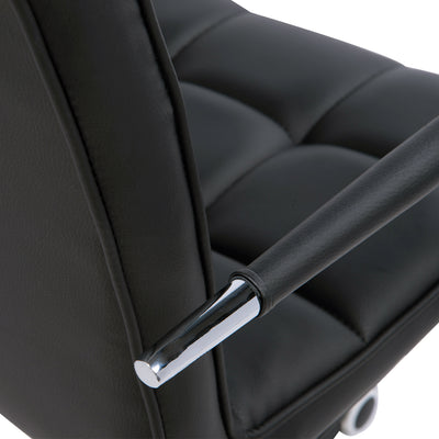HOMCOM Home Office Chair and Computer Desk Set, Faux Leather Desk Chair with Swivel Wheels, Study Desk with Storage Shelf, Black 