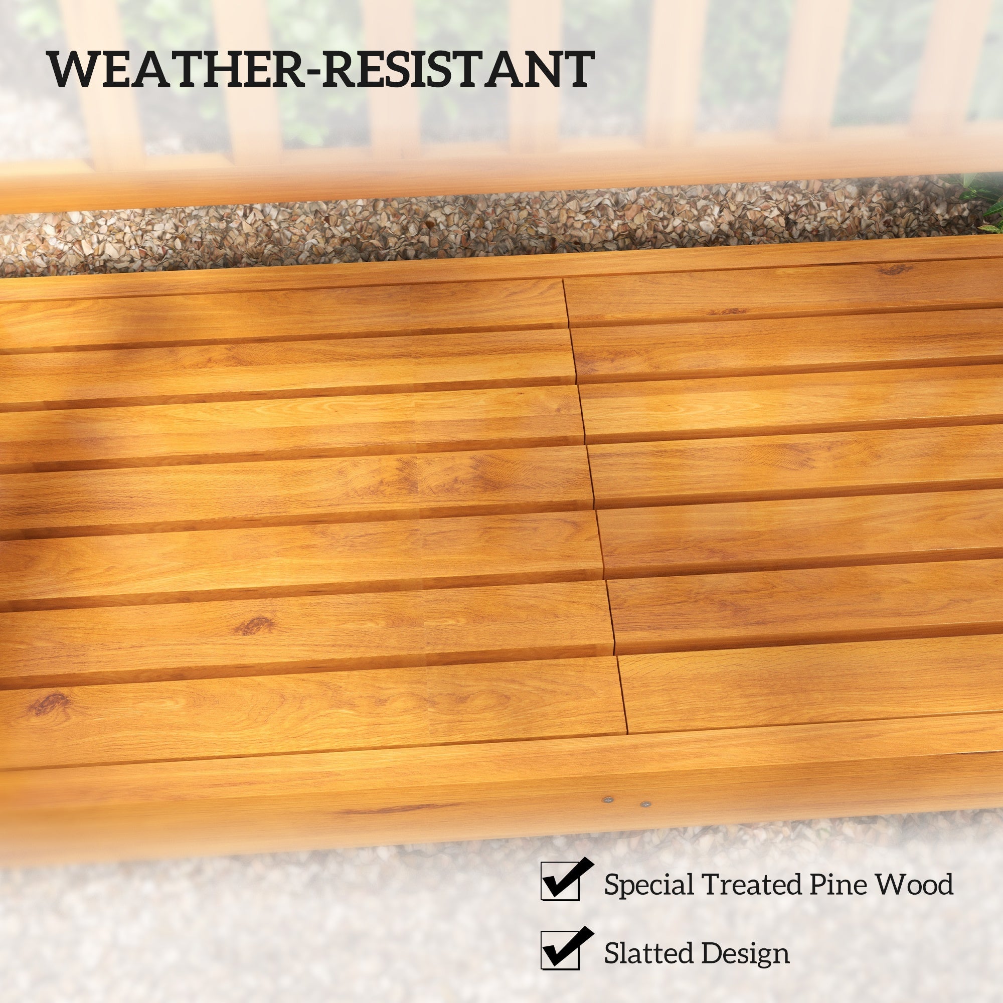 Outsunny Wooden Bench with Liftable Middle Table, Outdoor Bench, Patio Loveseat for Porch, Garden, Seats 2-3 People 