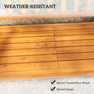 Outsunny Wooden Bench with Liftable Middle Table, Outdoor Bench, Patio Loveseat for Porch, Garden, Seats 2-3 People 