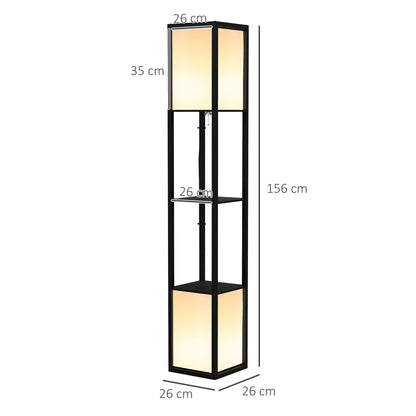 HOMCOM Modern Shelf Floor Lamp with Dual Ambient Light, Standing Lamp Living Room, Bedroom, 156cm, Black 