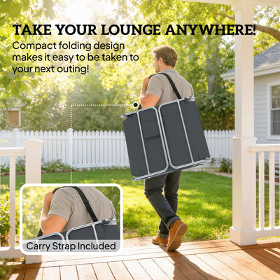 Outsunny 5-Position Adjustable Sun Loungers Set of 2 with Reading Hole and Side Pocket, Dark Grey 