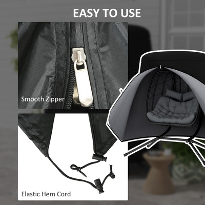 Outsunny 196 x 230 cm Hanging Egg Chair Protective Cover - Black 
