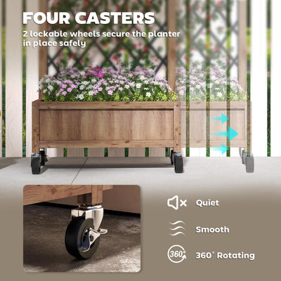 Outsunny Wooden Planter, with Metal Trellis - Brown/Black 