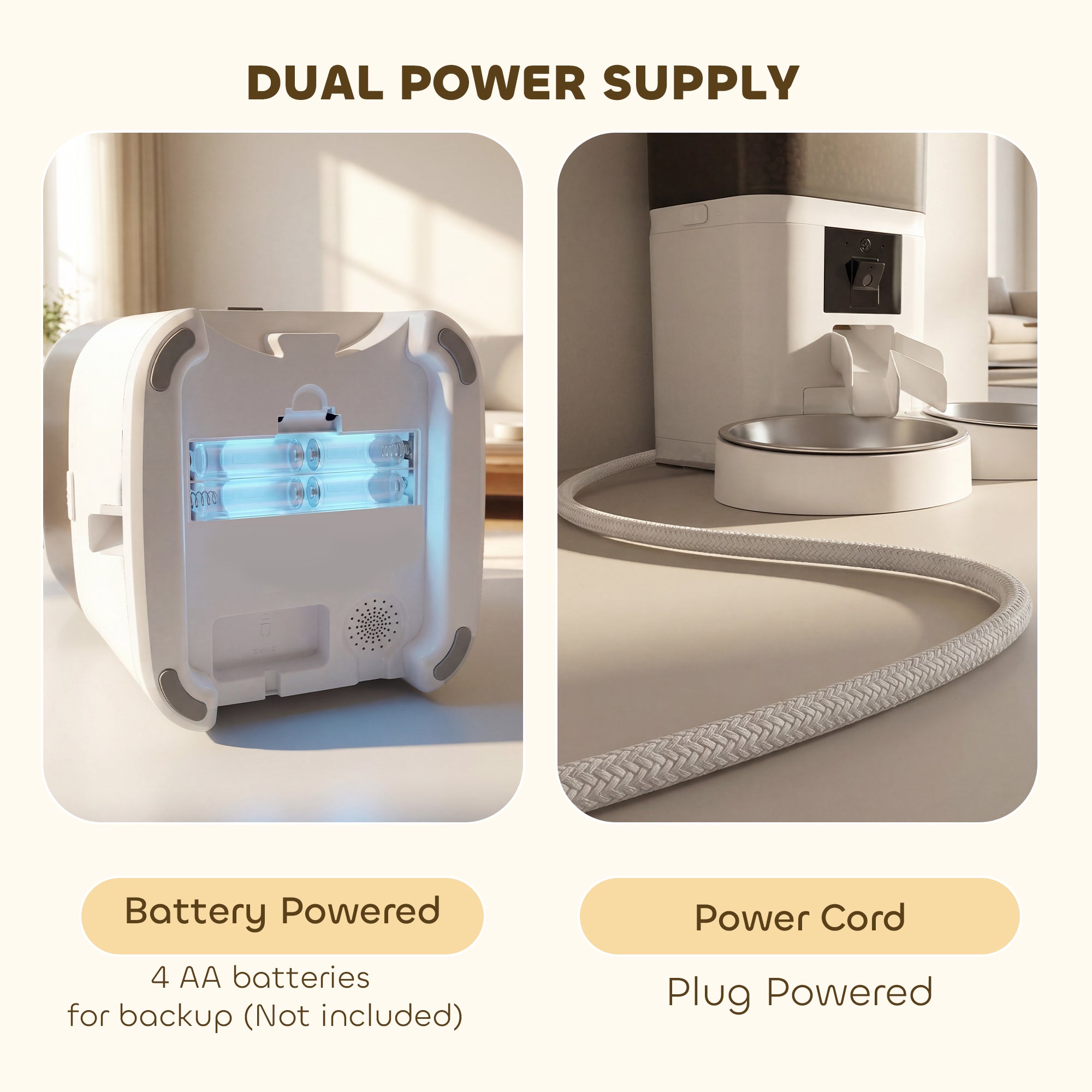 PawHut Automatic Cat Feeder for 2 Cats with HD Camera，2.4G & 5G WiFi Pet Food Dispenser 6L APP Control 