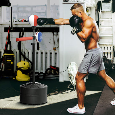 SPORTNOW Adjustable Speed Bag, Boxing Bag, with Sand, Reflex Bar, Punching Pad, Multicoloured 
