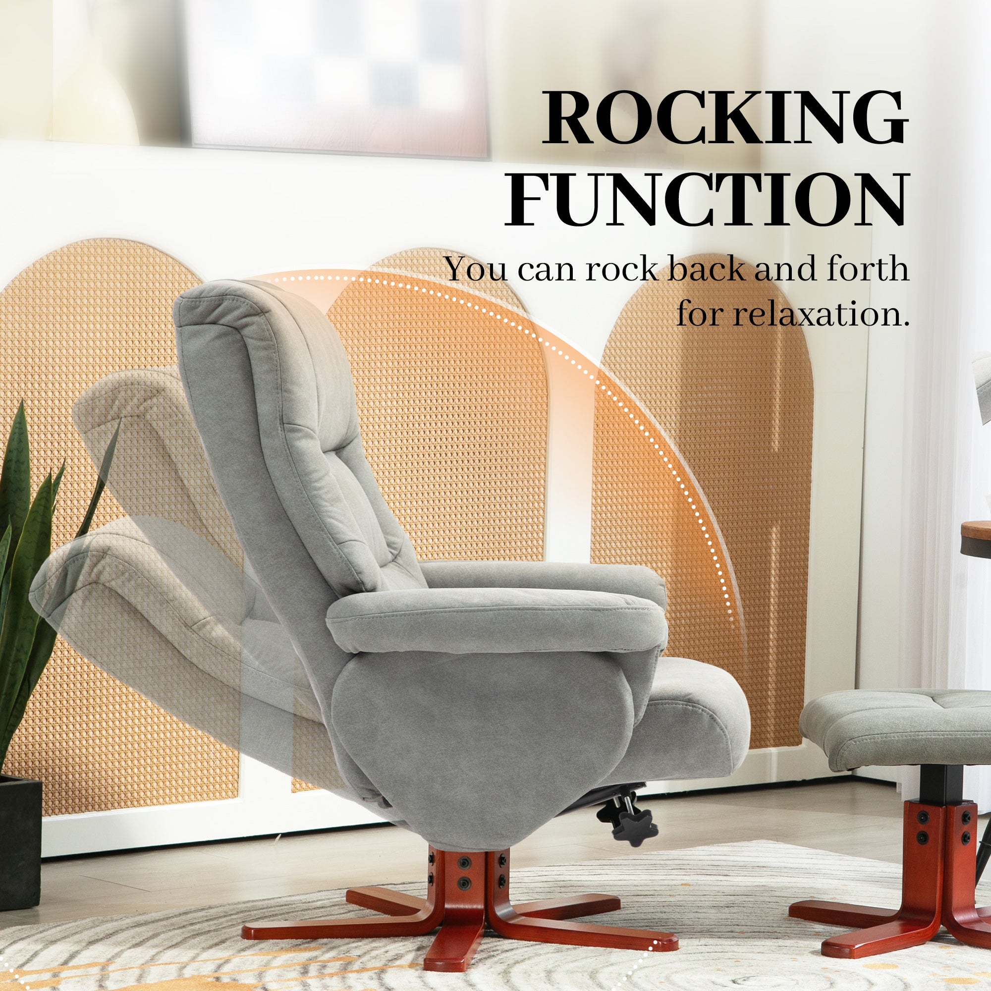 HOMCOM Faux Microfibre Leather Manual Recliner and Footstool Set - Grey 
